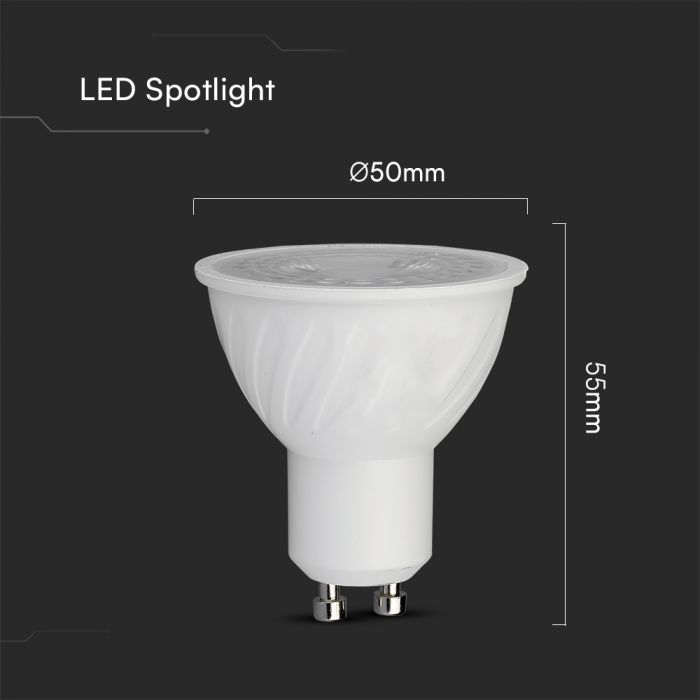 GU10 6W(445Lm) LED spuldze, dimmējama, 38°, V-TAC, CREE LED, IP20, silti balta gaisma 3000K