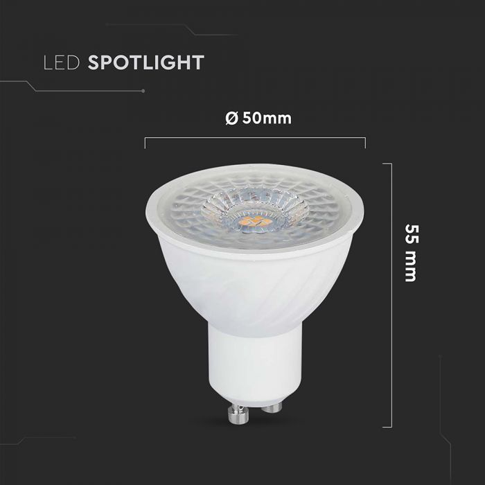 GU10 6W(445Lm) LED Spuldze, V-TAC, IP20, neitrāli balta gaisma 4000K