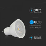 GU10 6W(445Lm) LED Spuldze, V-TAC, IP20, neitrāli balta gaisma 4000K