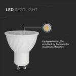 GU10 6W(445Lm) LED Spuldze, V-TAC SAMSUNG, garantija 5 gadi, IP20, neitrāli balta gaisma 4000K