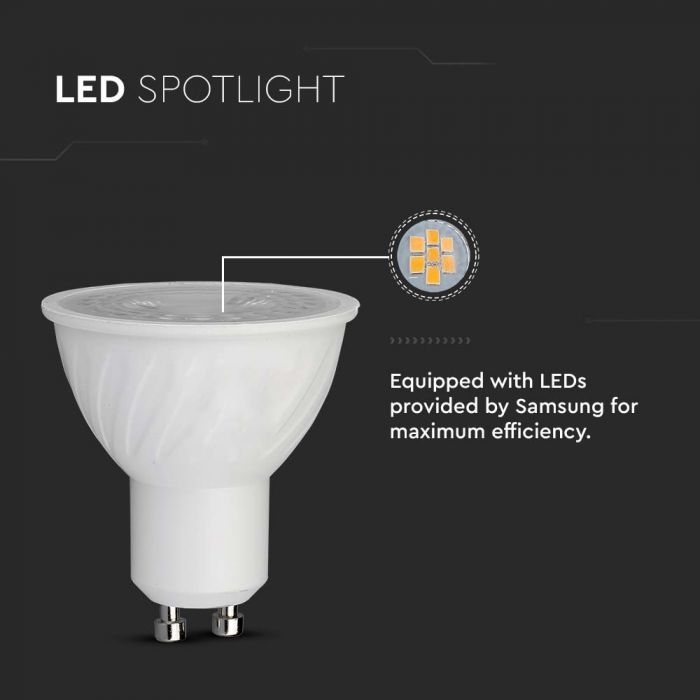 GU10 6W(445Lm) LED Spuldze, V-TAC SAMSUNG, garantija 5 gadi, IP20, neitrāli balta gaisma 4000K