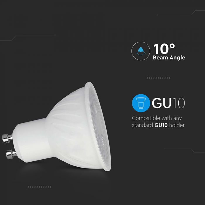 GU10 6W(445Lm) LED Spuldze, V-TAC, IP20, neitrāli balta gaisma 4000K