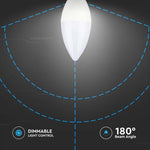 E14 5.5W(470Lm) LED-lambi, küünlakujuline, V-TAC SAMSUNG, IP20, dimmerdatav, soe valge valgus 3000K
