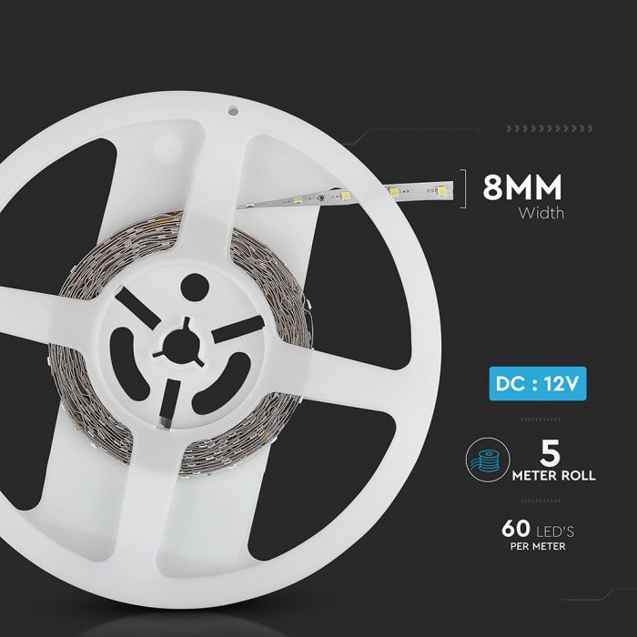 Cena par 1m_3.6W(400Lm) LED lente, V-TAC, 12V, ūdensnedroša IP20, dzeltena