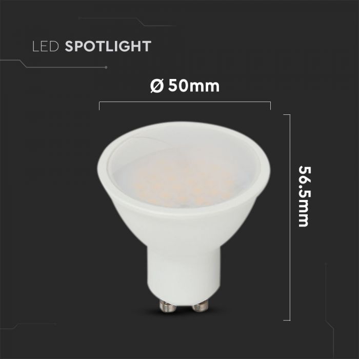 GU10 4.5W (400Lm) LED SMD-CREE лампа, V-TAC, IP20, теплый белый свет 3000K