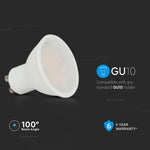 GU10 4.5W(400Lm) LED  SMD-CREE Spuldze, V-TAC, IP20, silti balta gaisma 3000K