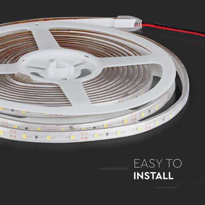Cena par 5m_5W/m(420Lm/m) LED Lente, 12V, IP65 ūdensdroša, auksti balta gaisma 6500K