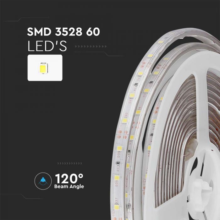 Cena par 5m_5W/m(420Lm/m) LED Lente, 12V, IP65 ūdensdroša, auksti balta gaisma 6500K