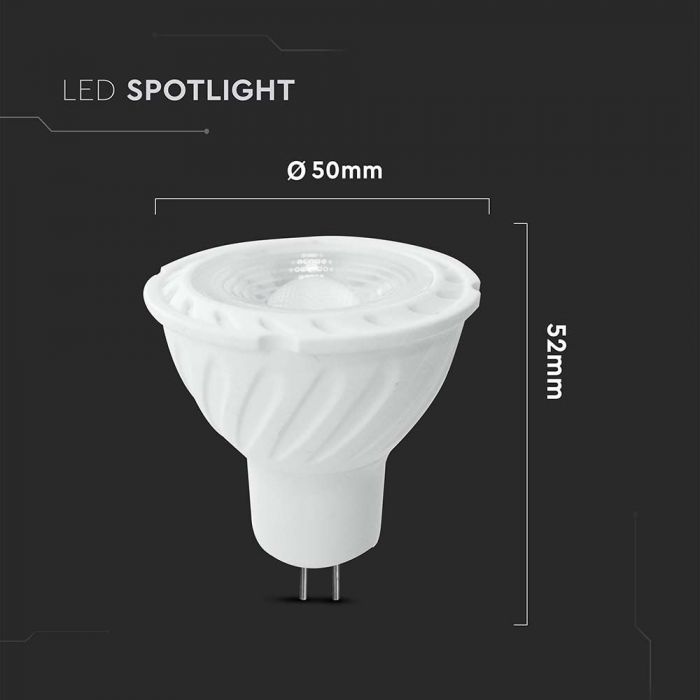 GU5.3 6W(455Lm) LED Bulb MR16, V-TAC SAMSUNG, warranty 5 years, IP20, neutral white light 4000K