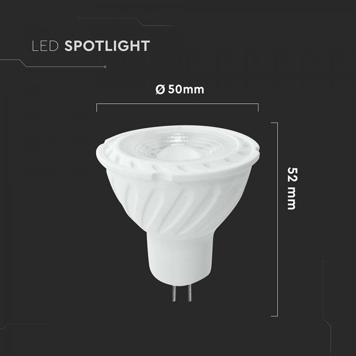 GU 5.3 6W(600Lm) LED Spuldze, V-TAC, IP20, neitrāli balta gaisma 4000K
