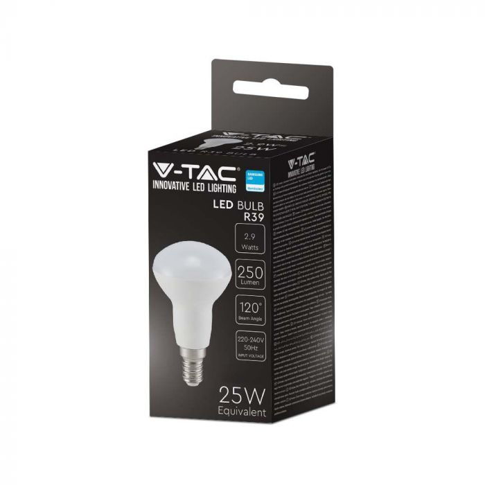 E14 2.9W(250Lm) LED Spuldze, V-TAC SAMSUNG, R39, IP20,auksti balta gaisma 6500K