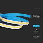 Cena par 1m_10W/m 1000 Lm/m 24V 0.42A 421 LED COB lente, IP20, neitrāli balta gaisma 4000K