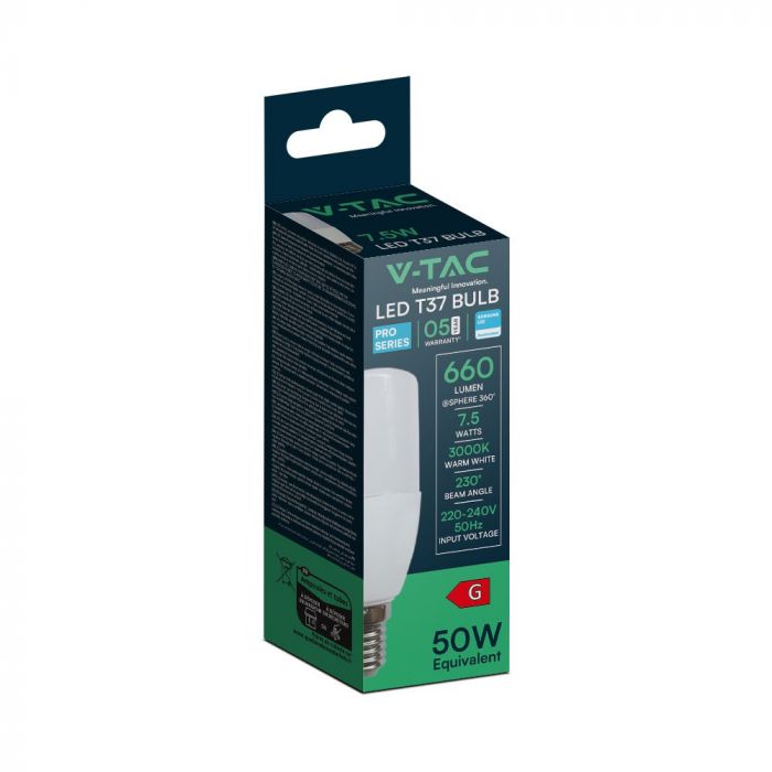 E14 7.5W(660Lm) LED Spuldze, V-TAC SAMSUNG, IP20, neitrāli balta gaisma 4000K