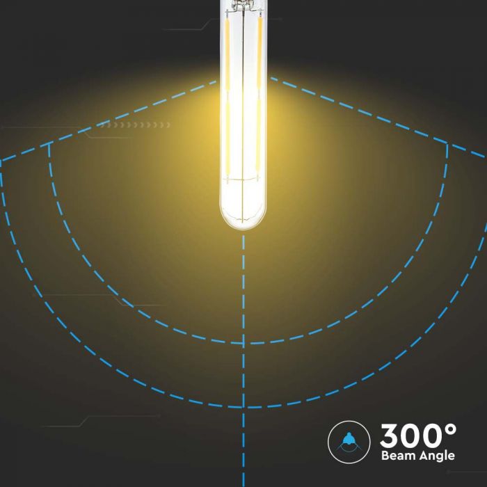 E14 4W(400Lm) LED лампа Filament T20, IP20, V-TAC, стекло, теплый белый свет 3000K