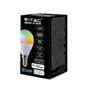 E14 4.8W(450Lm) LED SMART Bulb P45, V-TAC, compatible with Amazon Alexa and Google Home applications, RGB+WW+CW