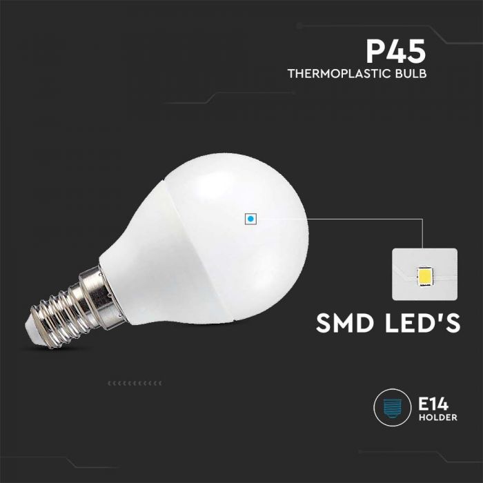 E14 4.8W(450Lm) LED SMART Bulb P45, V-TAC, compatible with Amazon Alexa and Google Home applications, RGB+WW+CW