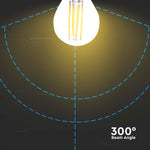 E27 6W(600Lm) LED-tråd, G45, IP20, V-TAC, varmvitt ljus 3000K