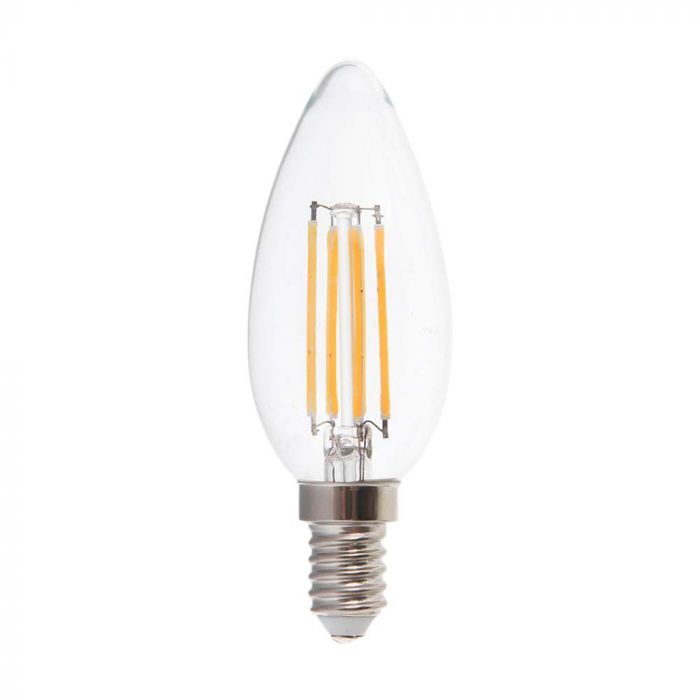 SALE_E14 6W(800Lm) LED-lambi hõõgniit küünlakujuline, V-TAC, IP20, soe valge 3000K