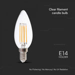 E14 6W(800Lm) LED-lampa med ljusformad glödtråd, V-TAC, IP20, varmvit 3000K