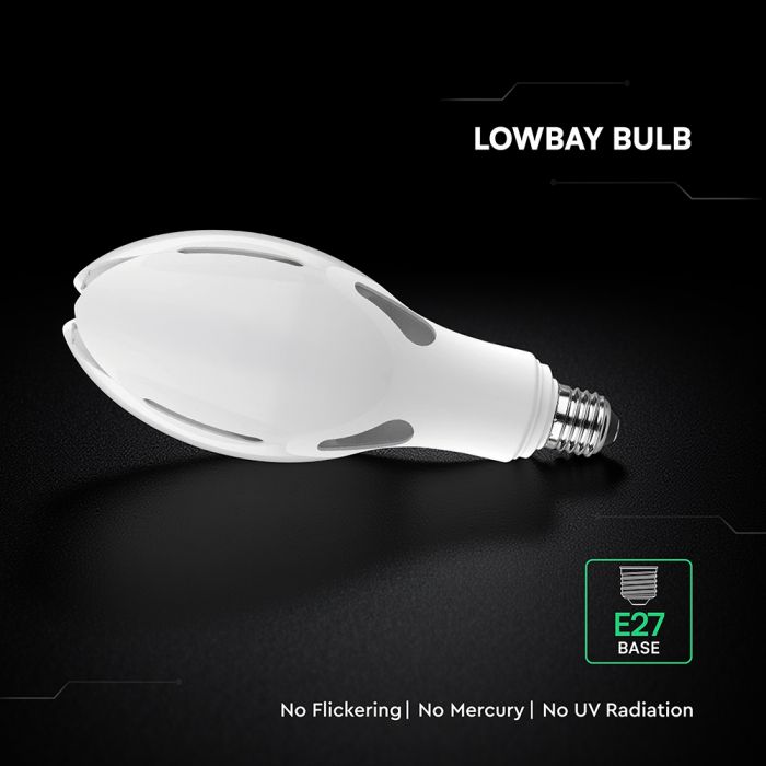 36W(4000Lm) LED olīvas formas spuldze, V-TAC VT-240, SMD-CREE, 111Lm/W, IP20, balta, E27, 90x220mm, 300°, 6 gadu garantija, auksti balta gaisma 6500K