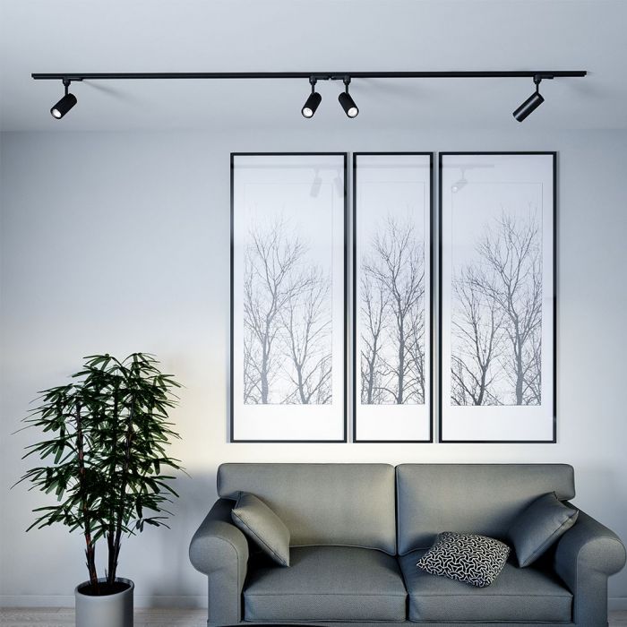 7W(700Lm) LED armatur för strömskenor, V-TAC SAMSUNG, IP20, 5 års garanti, svart, varmvitt ljus 3000K