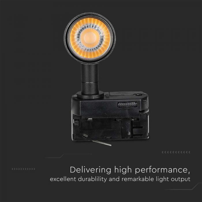 Светодиодный трековый светильник 7W(700Lm), V-TAC SAMSUNG, IP20, гарантия 5 лет, черный, теплый белый свет 3000K