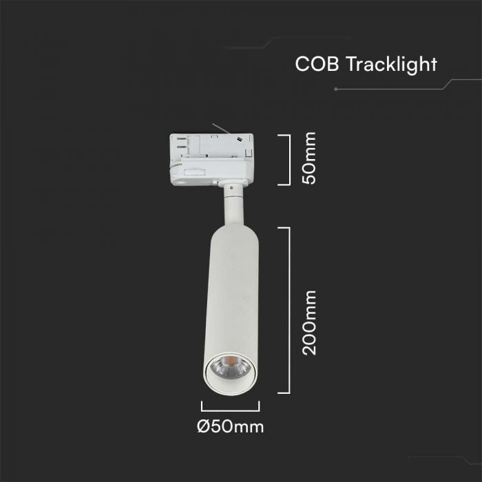 15W(1500Lm) LED armatur för strömskenor, V-TAC SAMSUNG, IP20, 5 års garanti, vit, neutralvit 4000K