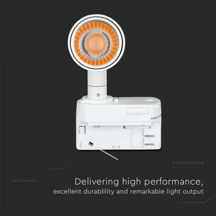 15W(1500Lm) LED armatur för strömskenor, V-TAC SAMSUNG, IP20, 5 års garanti, vit, neutralvit 4000K