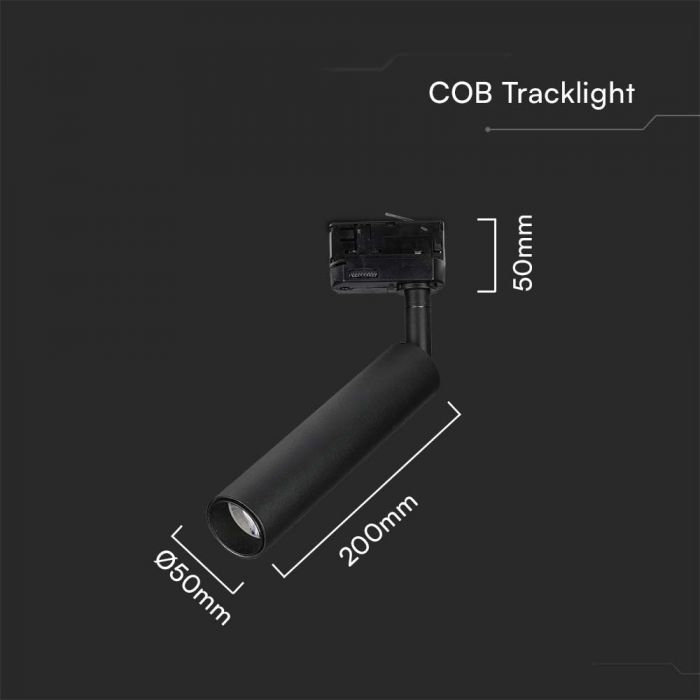 15W(1500Lm) LED Track Light, V-TAC SAMSUNG, IP20, warranty 5 years, black, cold white light 5000K