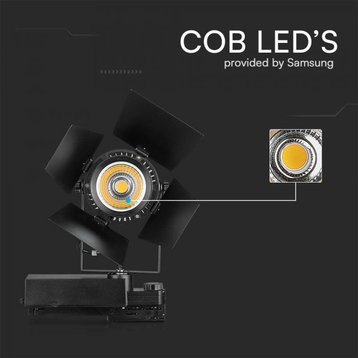 33W (3000Lm) LED rööpmelvalgusti, V-TAC SAMSUNG, IP20, 5 aastat garantiid, must, soe valge valgus 3000K