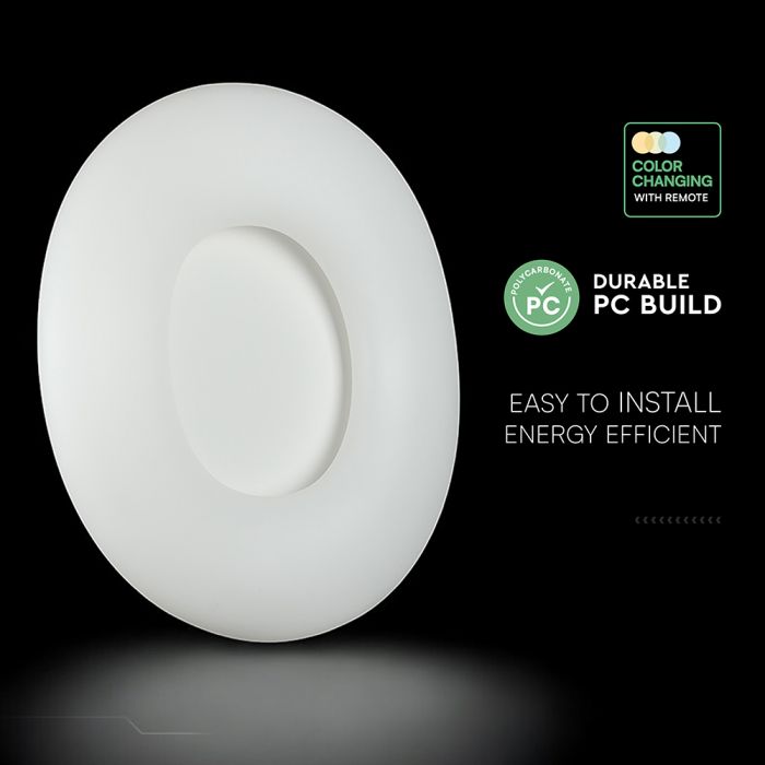 45W(4050Lm) LED griestu gaismeklis, V-TAC, IP20, dimmējams, balts, 3IN1