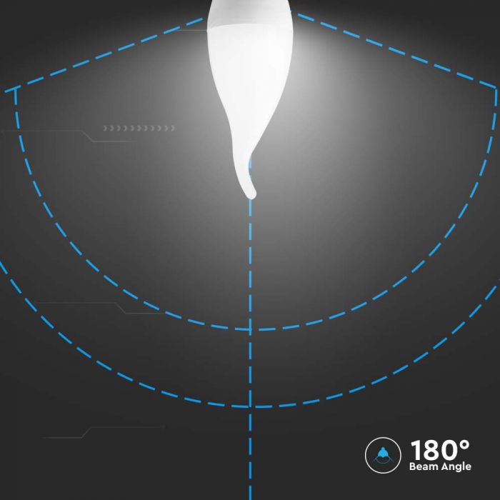 E14 3,7W(320Lm) LED-lampa, ljuslåga, V-TAC, IP20, varmvitt ljus 3000K