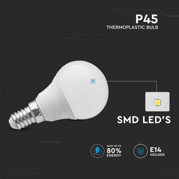 E14 3.7W(320Lm) LED bulb, V-TAC, IP20, neutral white light 4000K