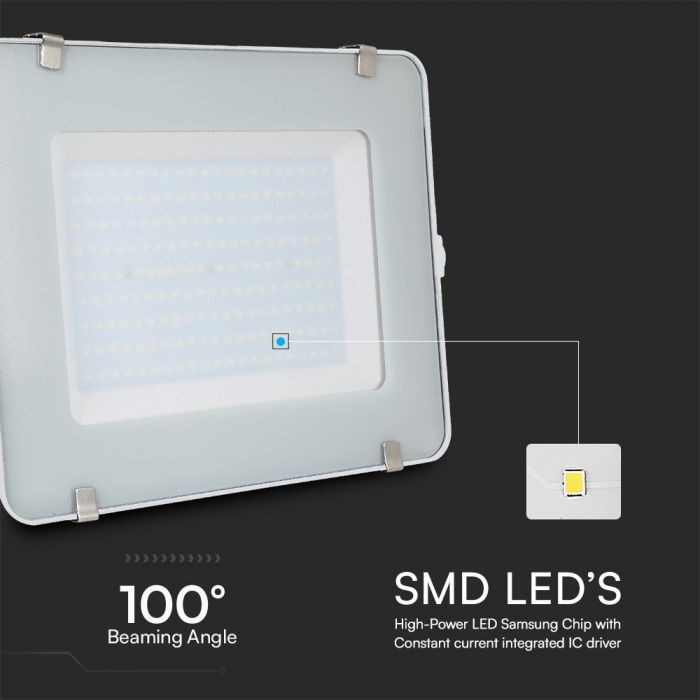 200W(16500Lm) V-TAC SAMSUNG LED-strålkastare utan rörelsesensor, IP65, vit, kallvit 6500K