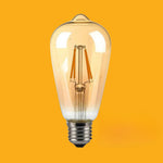 E27 8W(720Lm) LED Spuldze Filament Amber, ST64, IP20, silti balta gaisma 2200K