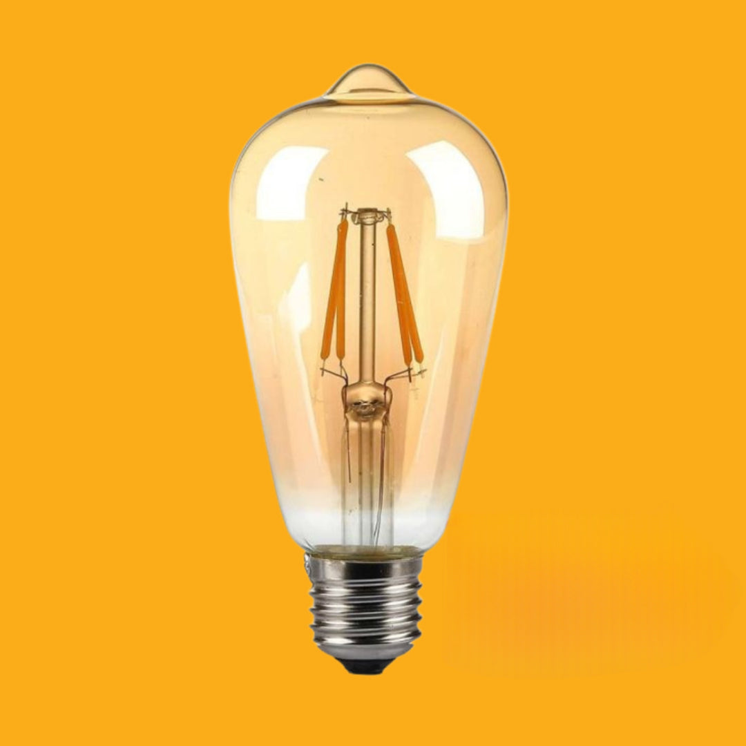 E27 8W(720Lm) LED Spuldze Filament Amber, ST64, IP20, silti balta gaisma 2200K