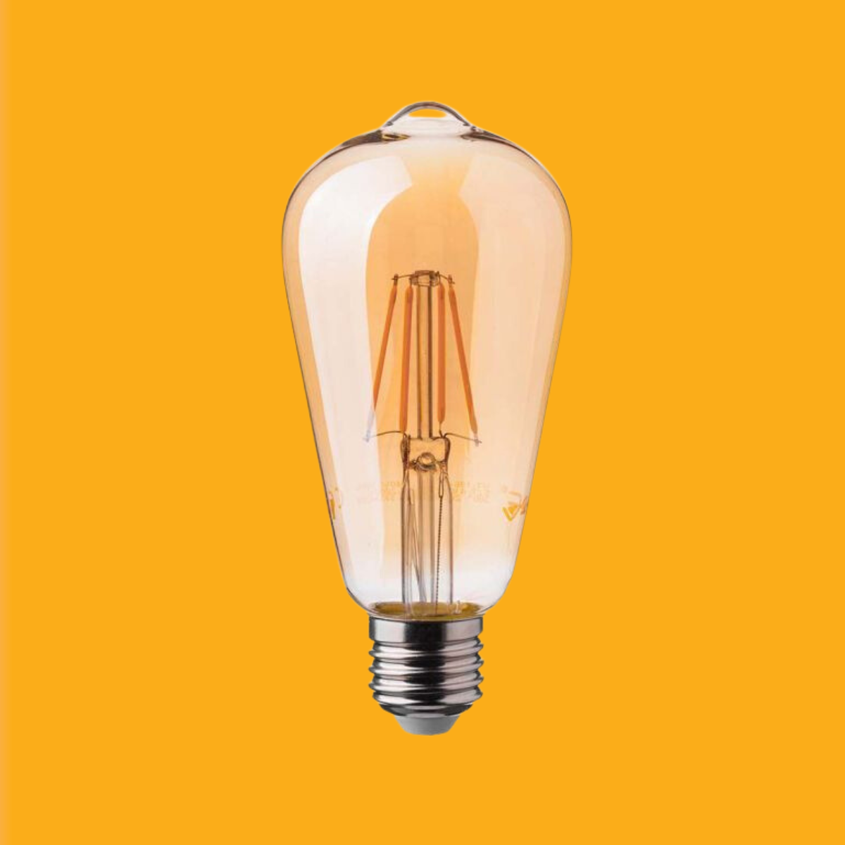 E27 6W(550Lm) LED-lampa Filament Amber, V-TAC, glas, ST64, IP20, varmvitt ljus 2200K