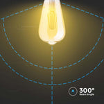 E27 6W(550Lm) LED Bulb Filament Amber, V-TAC, glass, ST64, IP20, warm white light 2200K
