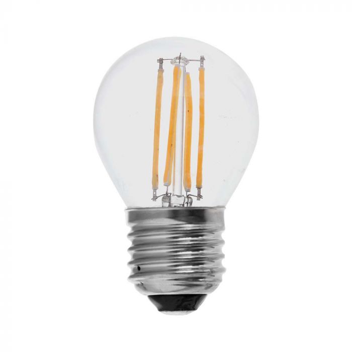 E27 4W(400Lm) LED-lampa Filament, glas, G45, V-TAC, IP20, kallvitt ljus 6500K