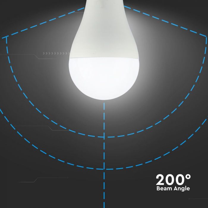E27 15W(1521Lm) LED Bulb, V-TAC, IP20, A65, warm white light 3000K