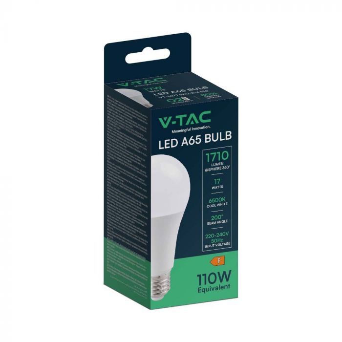 E27 17W(1710Lm) LED-lampa, A65, IP20, V-TAC, varmvitt ljus 3000K