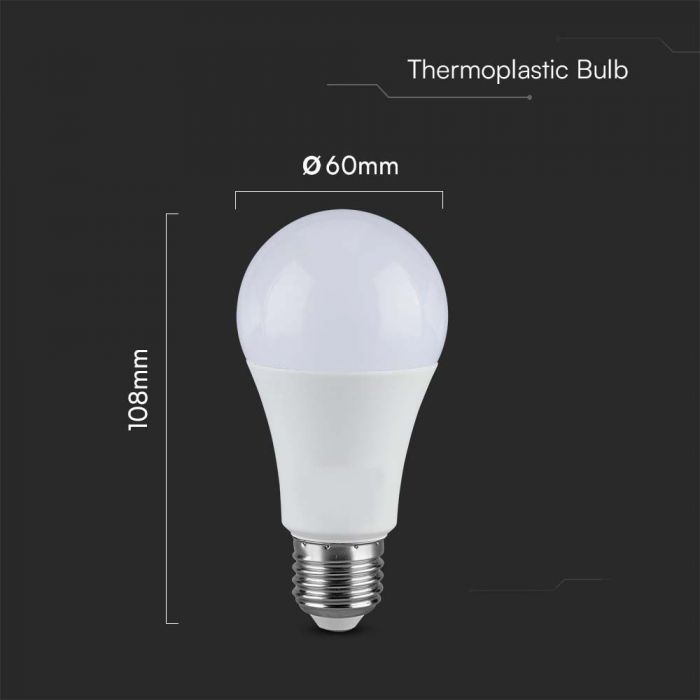 E27 17W(1710Lm) LED-lampa, A65, IP20, V-TAC, varmvitt ljus 3000K