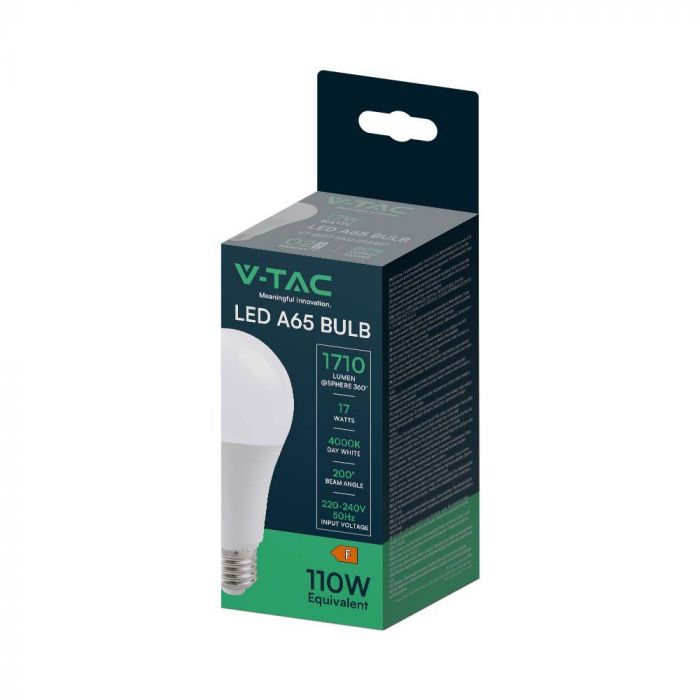 E27 17W(1710Lm) LED Spuldze, V-TAC, IP20, A65, neitrāli balta gaisma 4000K