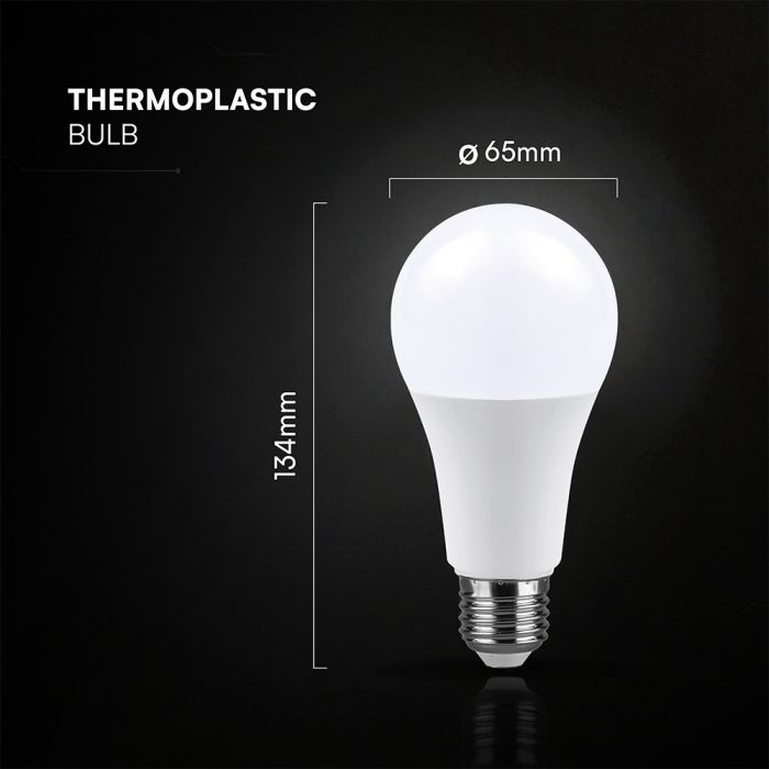 E27 17W (1710 lm) LED Bulb A65, V-TAC, IP20, Cool White Light 6500K