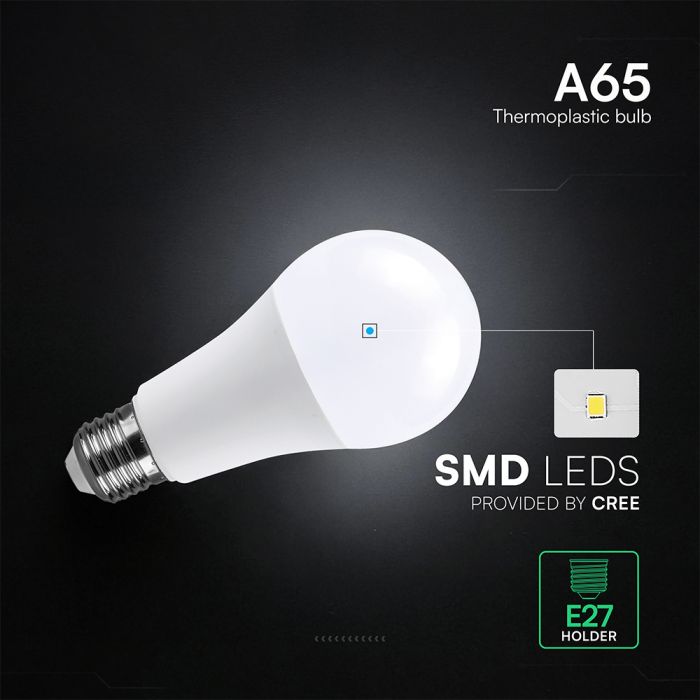 E27 17W (1710 lm) LED Bulb A65, V-TAC, IP20, Cool White Light 6500K