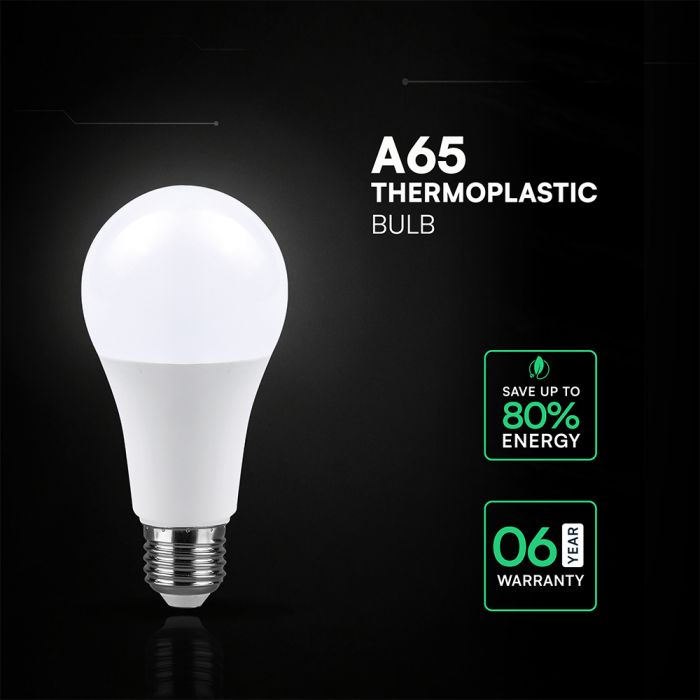 E27 17W (1710 lm) LED Bulb A65, V-TAC, IP20, Cool White Light 6500K