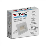 30W(2510Lm) LED prožektors bez kustību sensora, E-sērija G2, V-TAC, IP65, balts, neitrāli balta gaisma 4000K