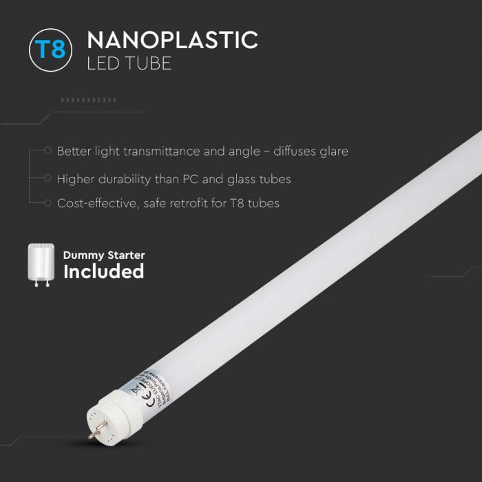 T8 18W(1850Lm) LED Spuldze, 120cm, IP20, V-TAC, neitrāli balta gaisma 4000K