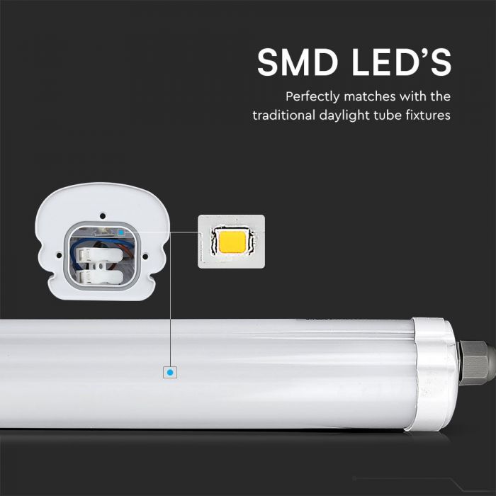 48W(5760Lm) 120Lm/W, 150cm LED Linear luminaire, G-Series, IP65, V-TAC SAMSUNG, without plug (cable connection), cool white light 6500K