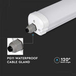 48W(5760Lm), 150cm LED Linear luminaire, IP65, V-TAC, without plug (cable connection), neutral white light 4000K